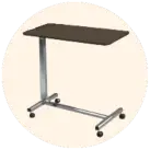 Image of a bedside table against a cream circular background