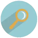 Image of magnifying glass graphic against a light blue background
