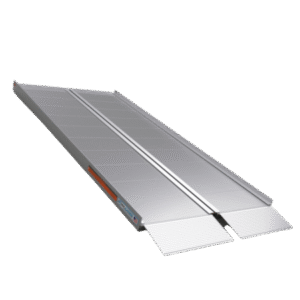 Image of an aluminum bi-fold style of suitcase ramp.